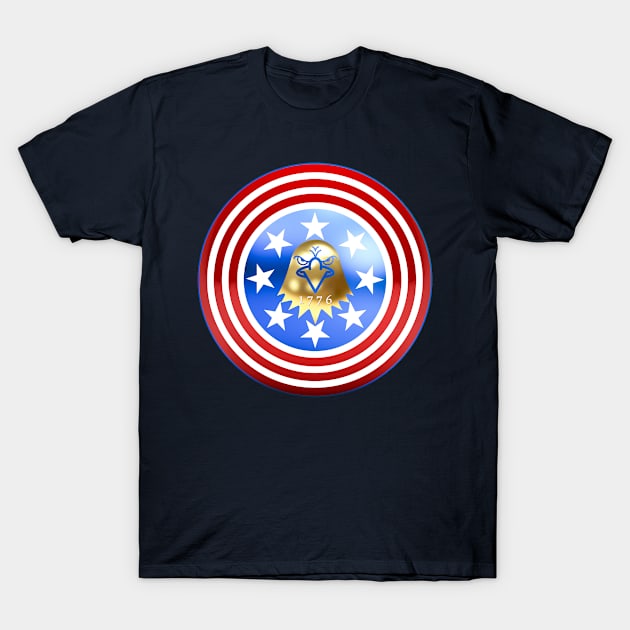 1776 Shield Gold Eagle T-Shirt by Yiorgos Designs